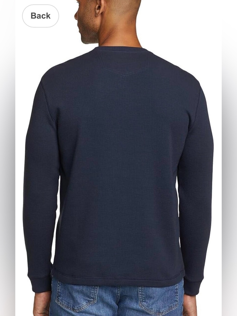 Eddie Bauer Men's Waffle Knit Crew Neck Pullover Sweatshirt Blue XL - Picture 3 of 12